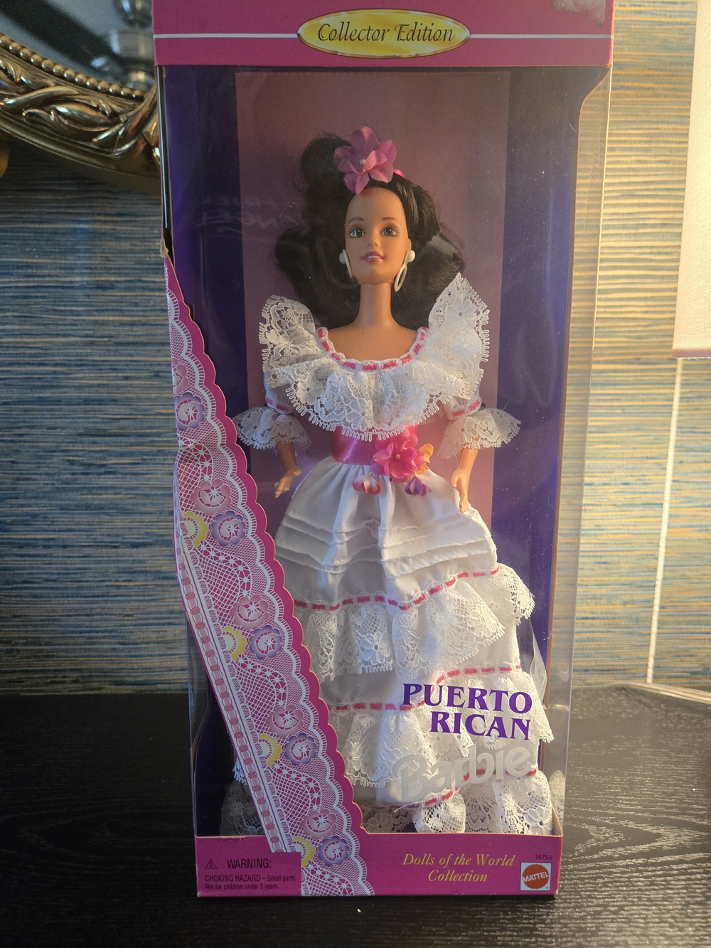 Collector Edition Puerto Rican Doll in White & Pink Traditional Dress